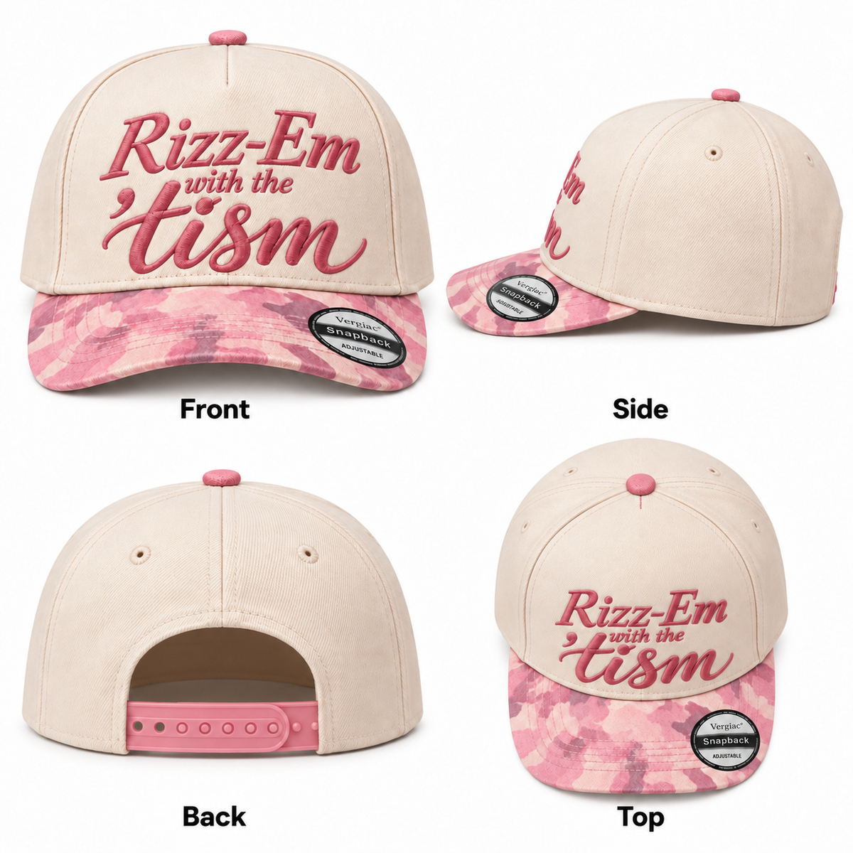 Rizz Em With The Tism Novelty 5-Panel Trucker Hat product details