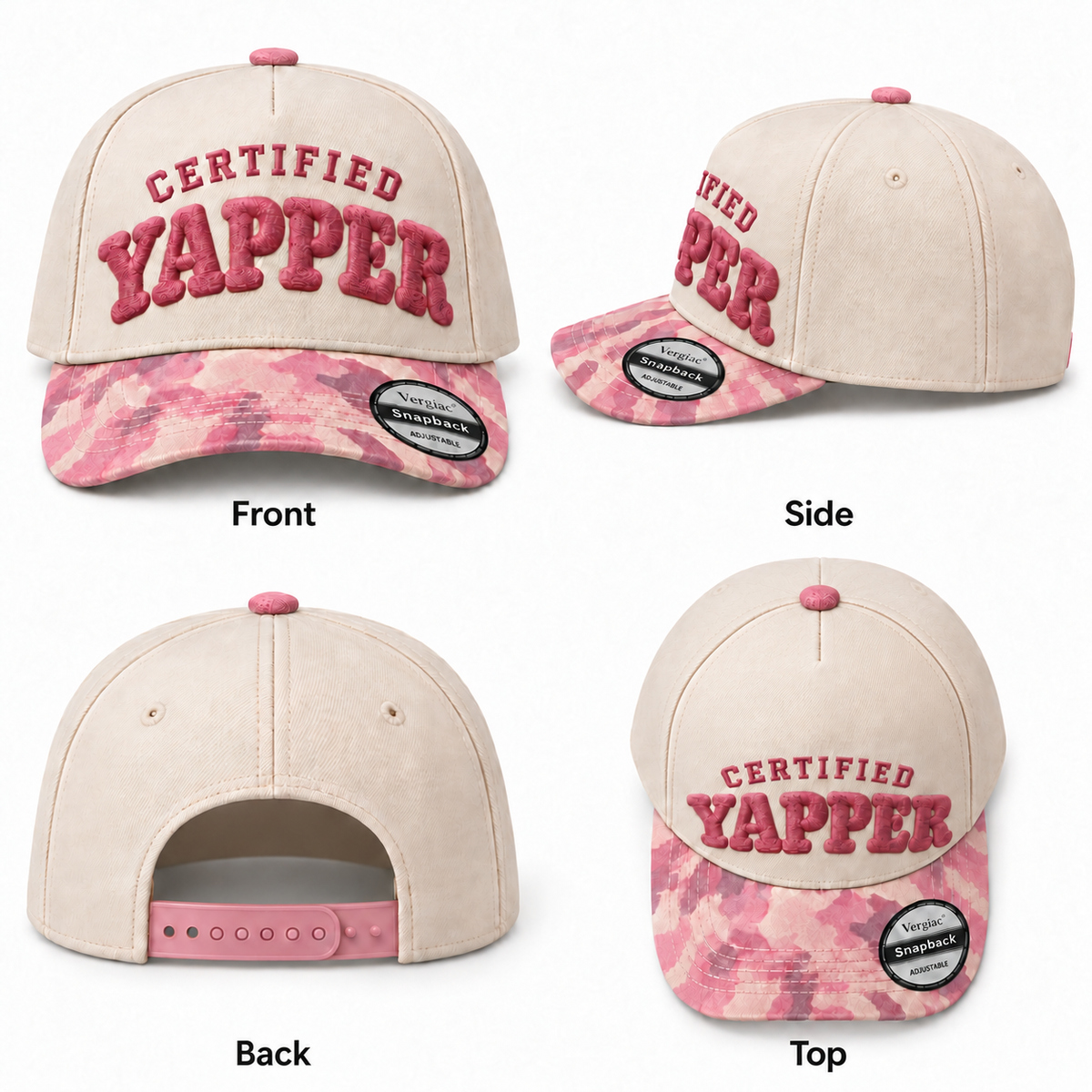 Certified Yapper Novelty Rounded 5-Panel Trucker Hat product details