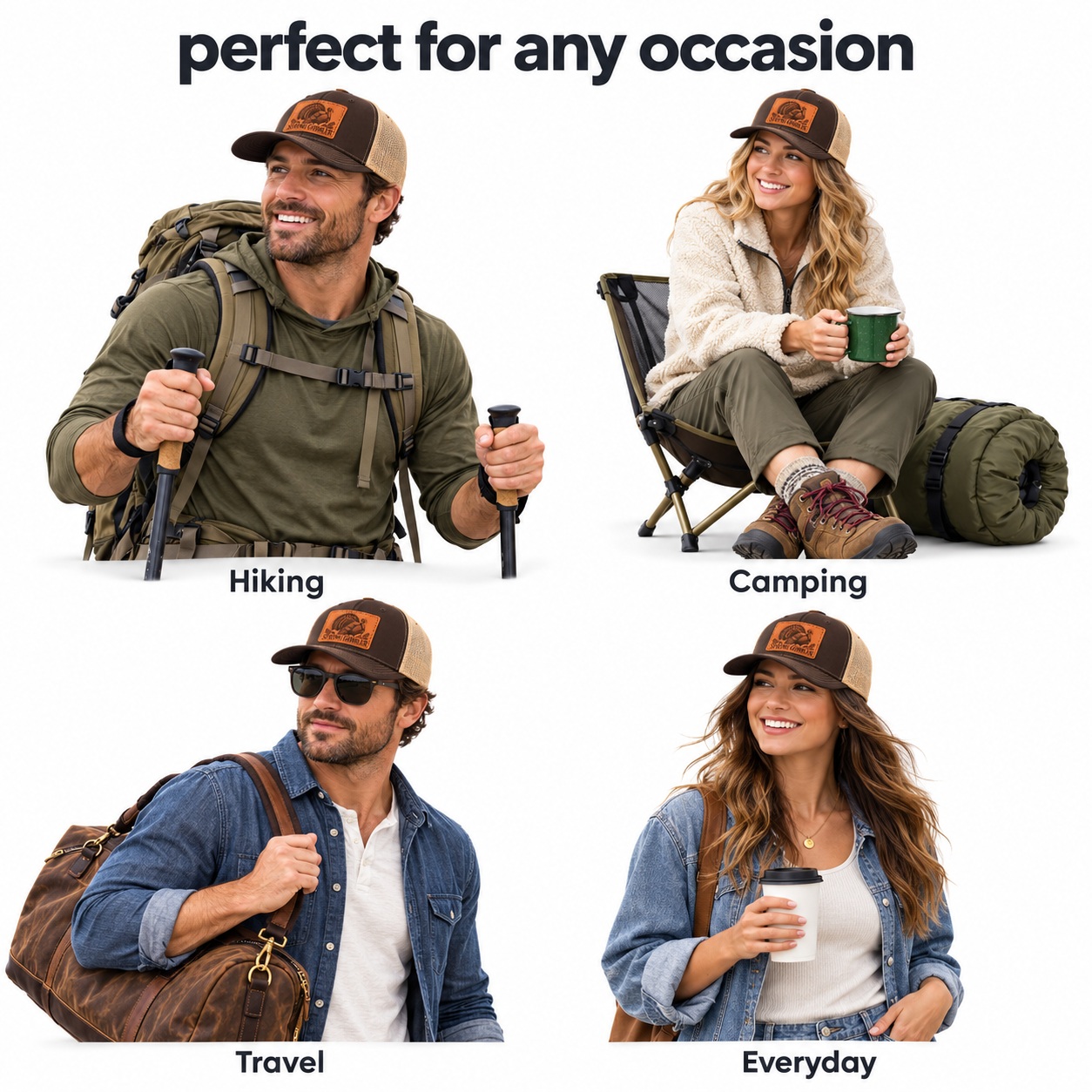 Spring Gobbler Leather Patch Trucker Hat product details