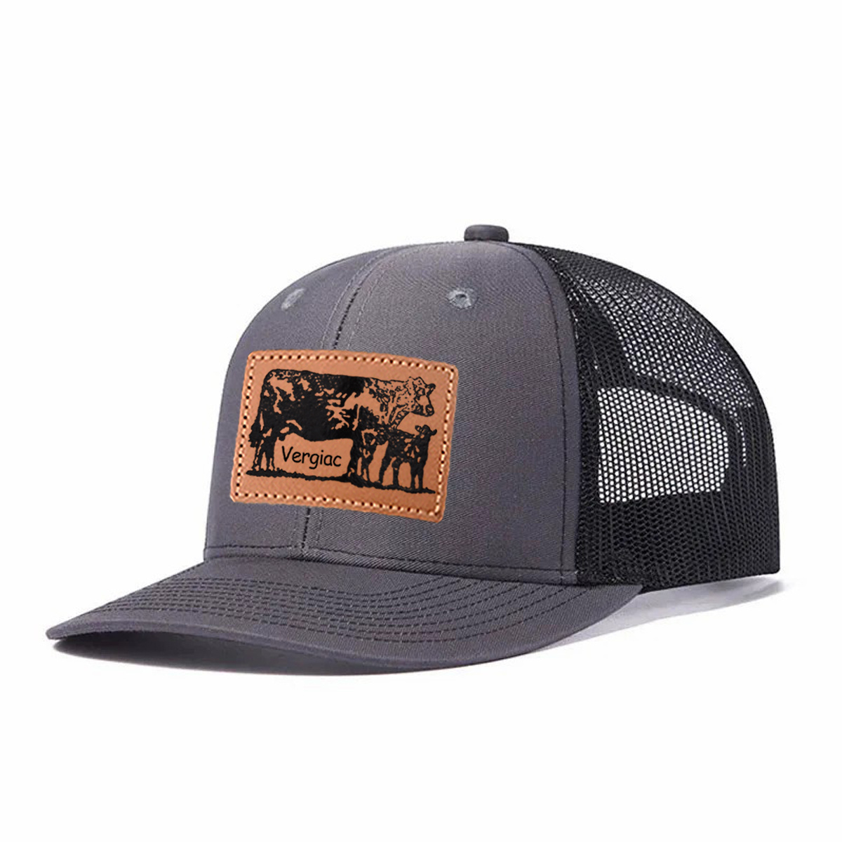 Cow Leather Patch Trucker Hat product details