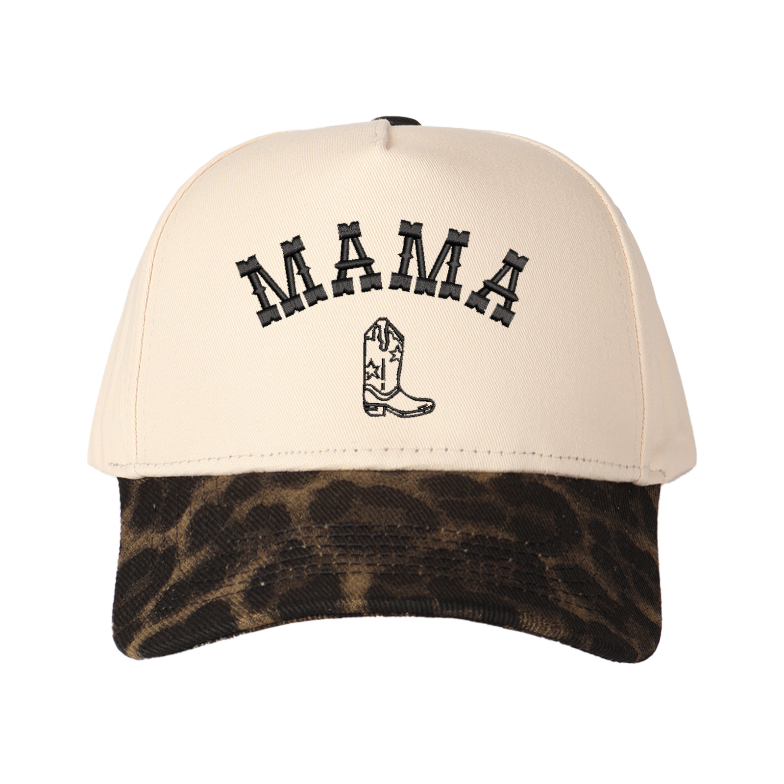 Mama And Boot Pattern Embroidered Trucker Hat product details