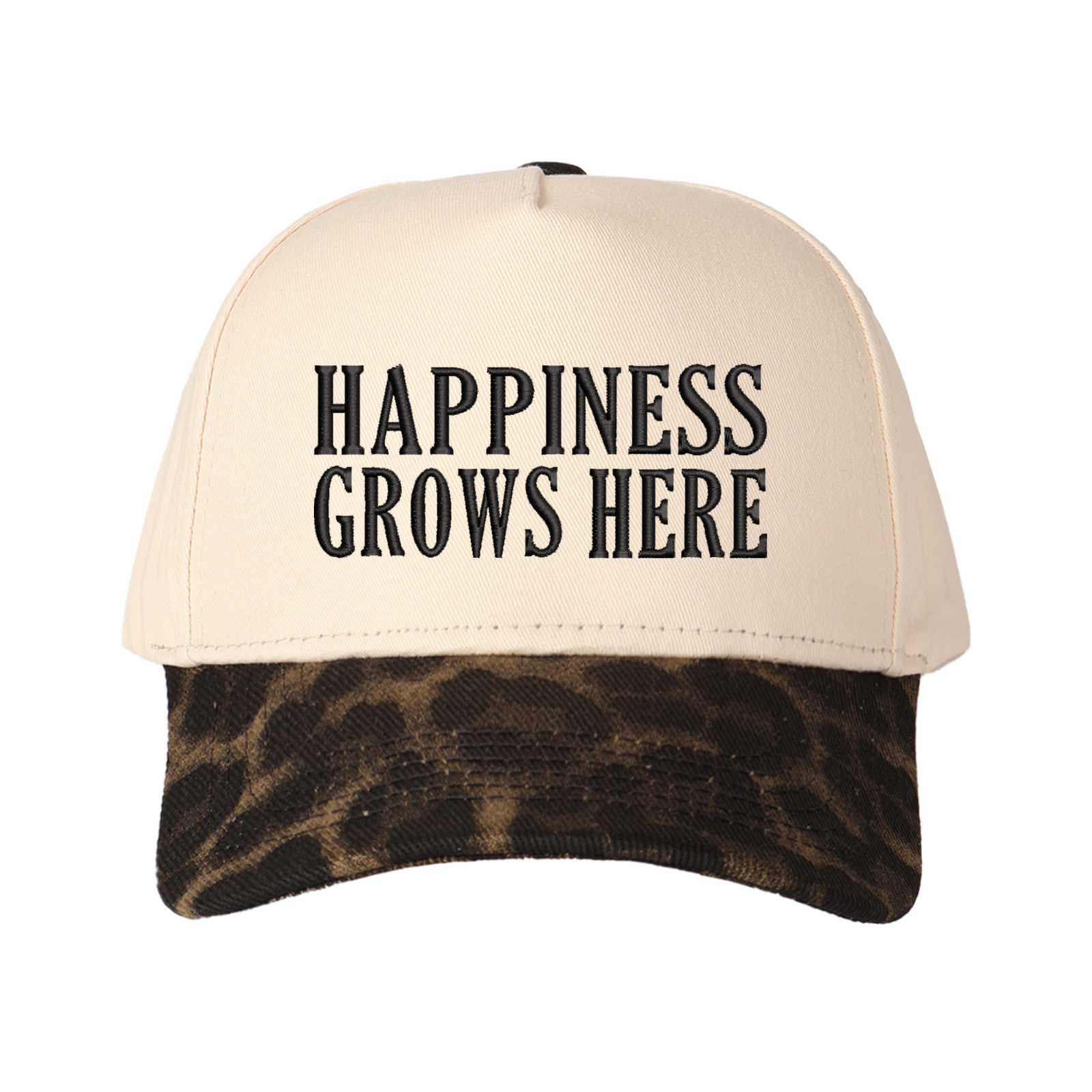 Happiness Grows Here Embroidered Trucker Hat product details