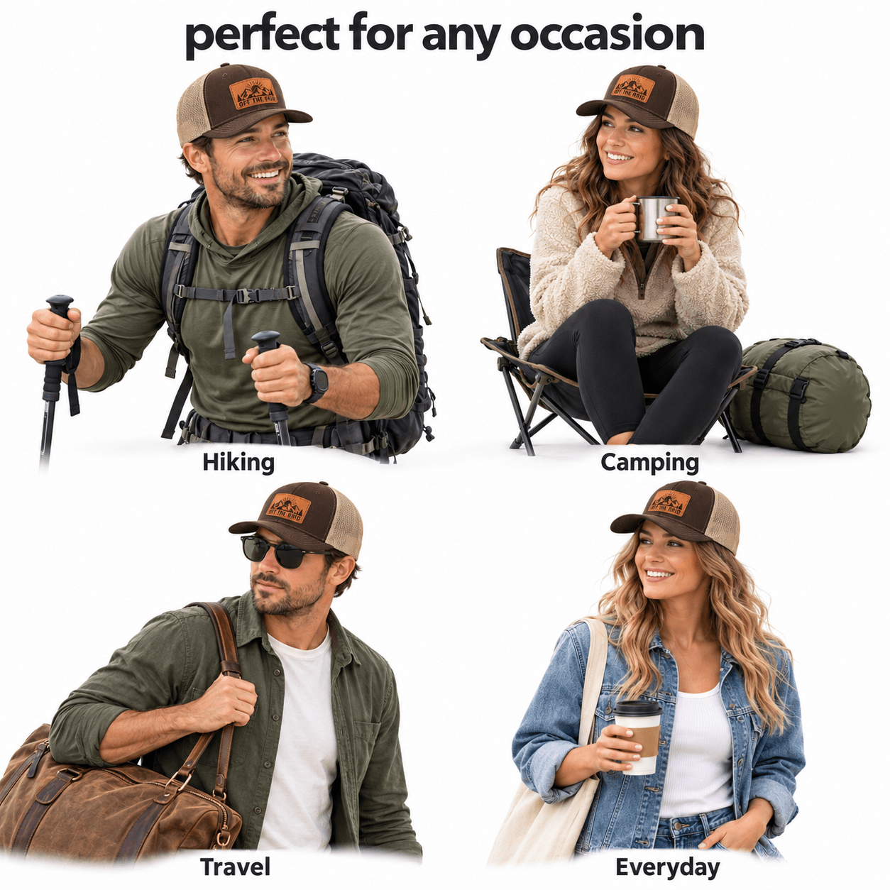 Off the Grid Leather Patch Trucker Hat product details