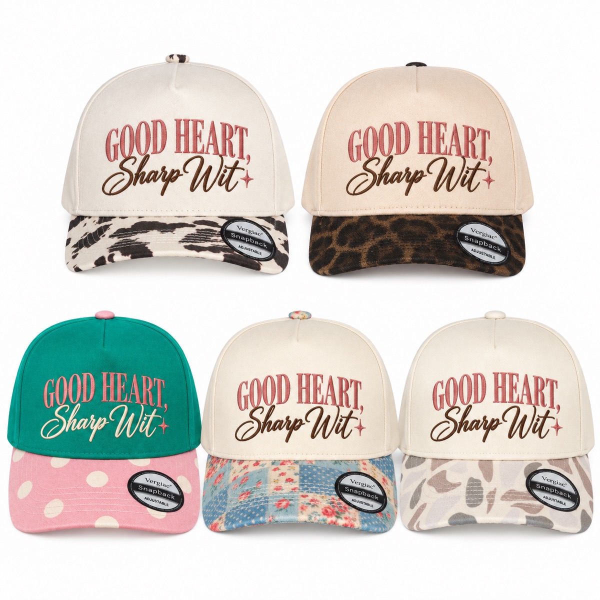 Good Heart, Sharp Wit 5-Panel Trucker Hat product details