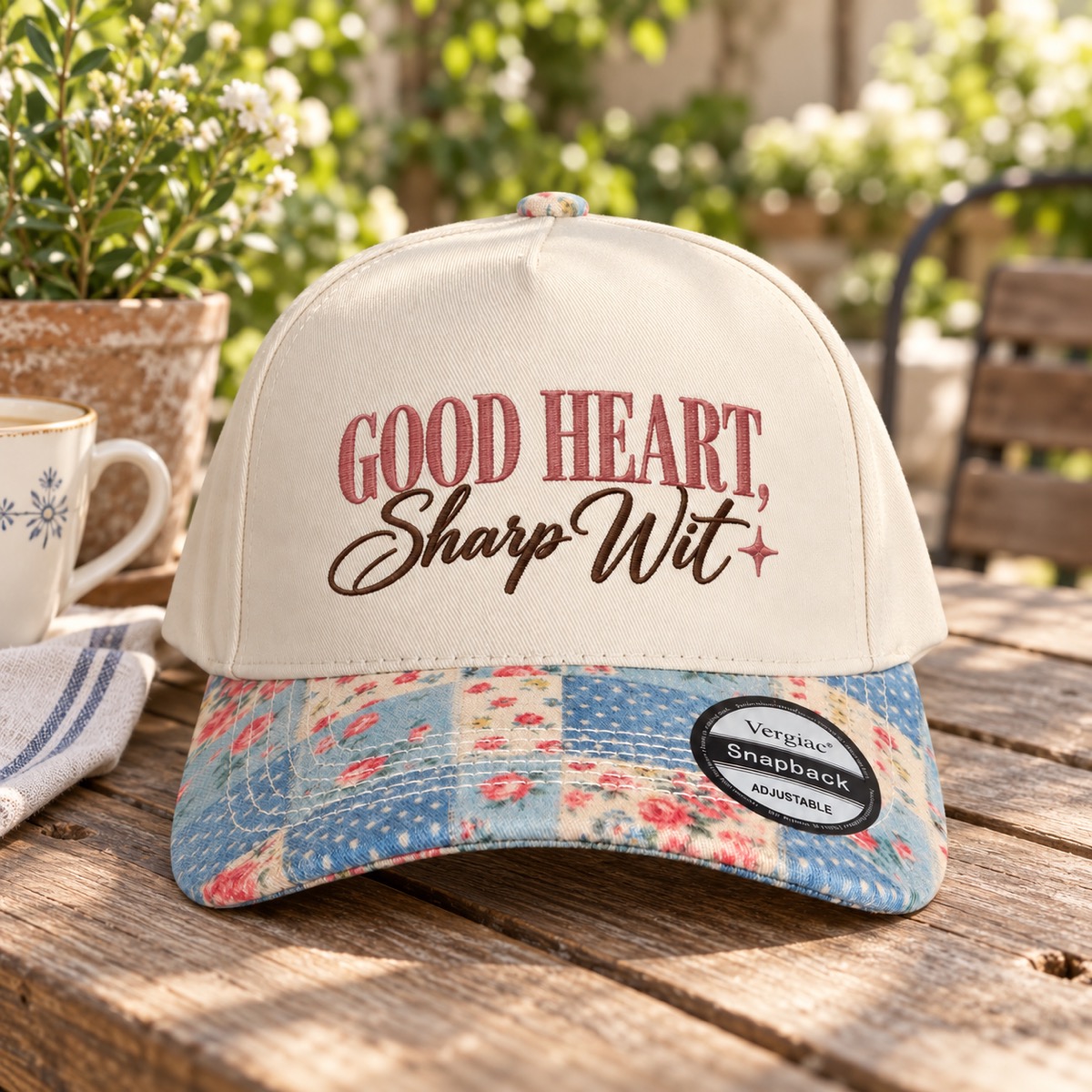 Good Heart, Sharp Wit 5-Panel Trucker Hat product details