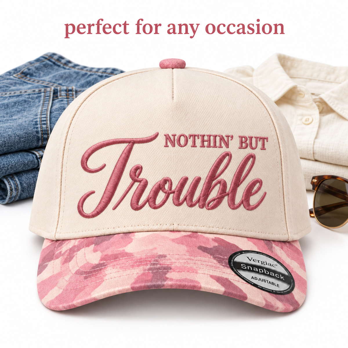 Nothin But Trouble 5-Panel Trucker Hat product details