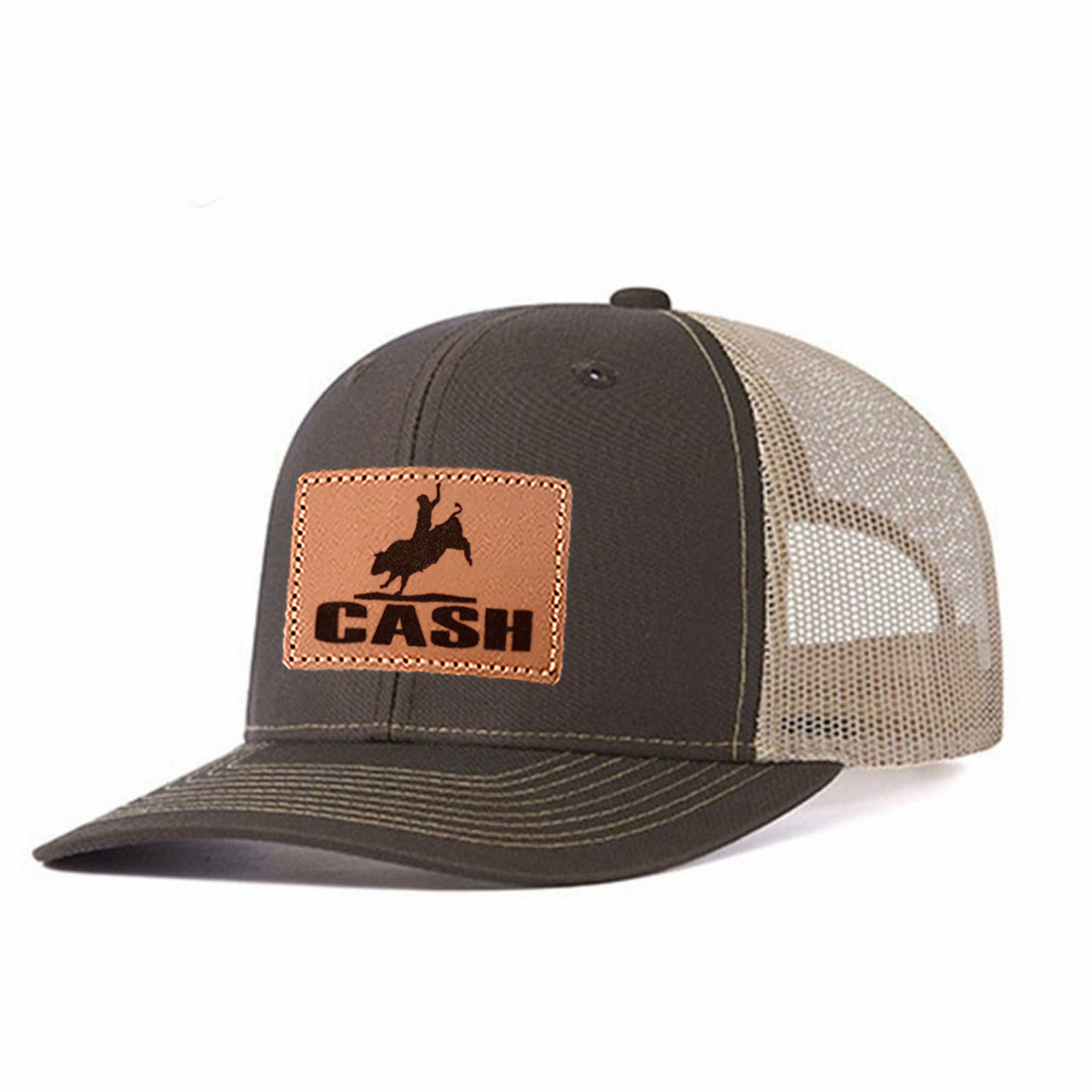 Rodeo Cash Leather Patch Trucker Hat product details