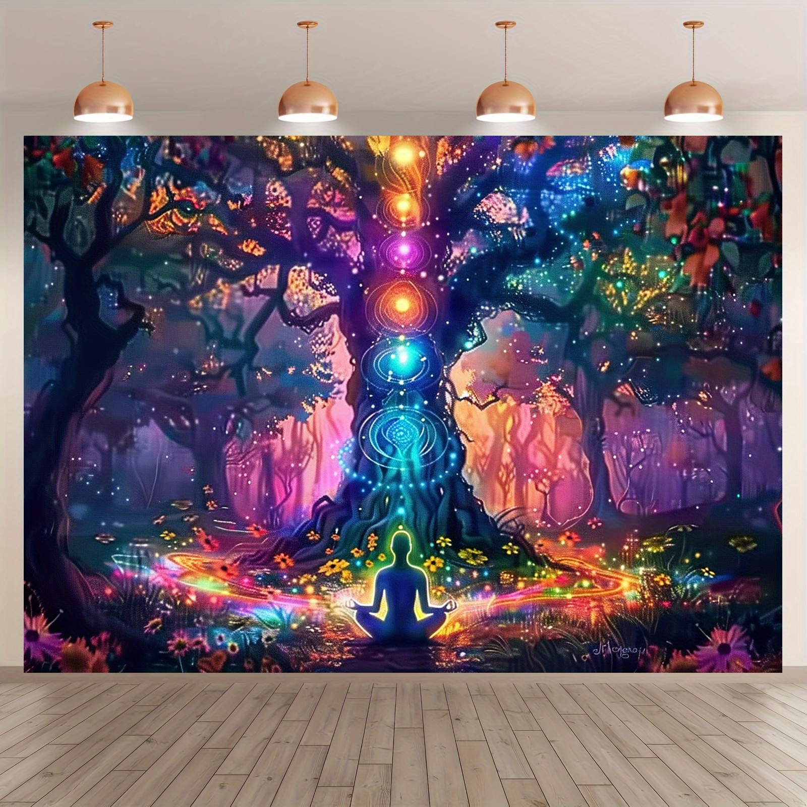 Banner | Life Tree Chakra Yoga Tapestry - Spiritual Wall Decor, No Electricity Needed, Easy To Hang - Suitable For Meditation Rooms, Yoga Studios_voghion.com