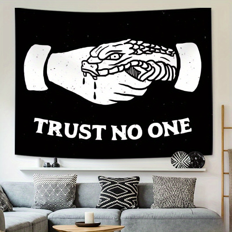 Warning Quotes No Trust Aesthetic Polyester Tapestry Wall Hanging Decor 198 12x149 86cm 90G For Bedroom Home Office Gifts Men With Free Installation_voghion.com
