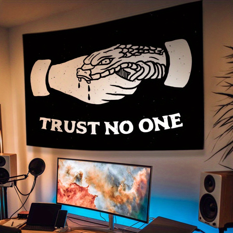 Warning Quotes No Trust Aesthetic Polyester Tapestry Wall Hanging Decor 198 12x149 86cm 90G For Bedroom Home Office Gifts Men With Free Installation_voghion.com