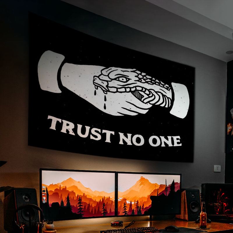 Warning Quotes No Trust Aesthetic Polyester Tapestry Wall Hanging Decor 198 12x149 86cm 90G For Bedroom Home Office Gifts Men With Free Installation_voghion.com