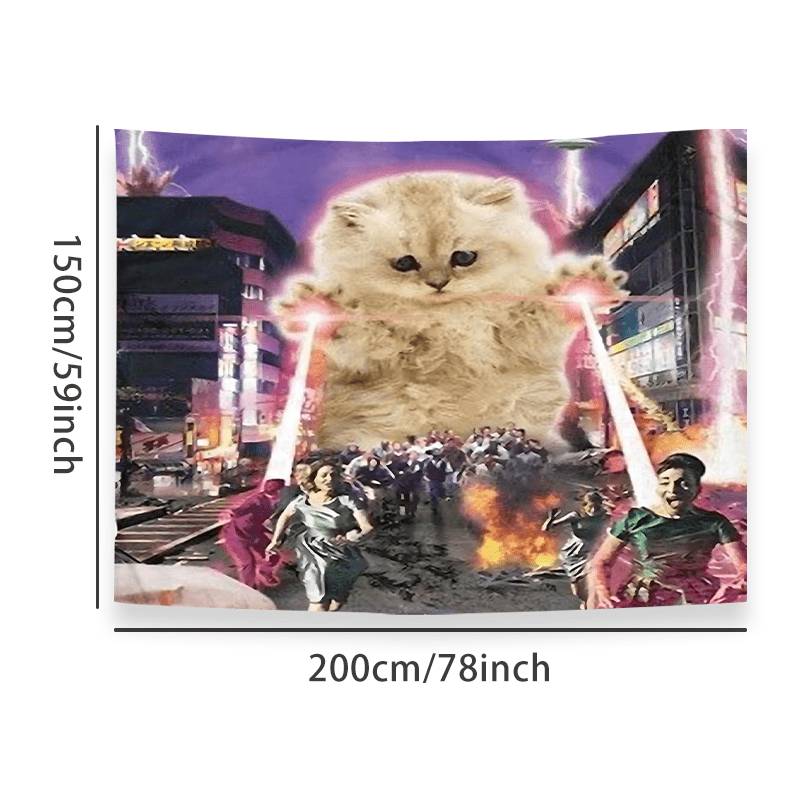 Enchanting Giant Cat Tapestry - 93.98x71.12cm Polyester Wall Hanging For Living Room, Bedroom, Dorm Decor | Includes Free Accessories_voghion.com