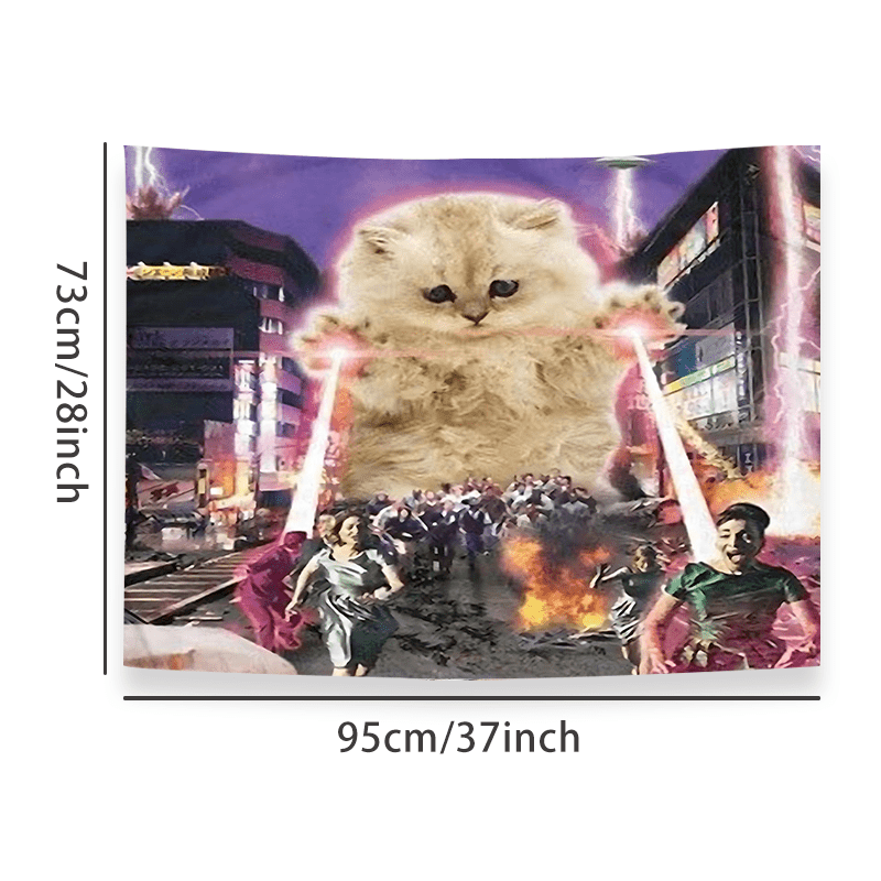 Enchanting Giant Cat Tapestry - 93.98x71.12cm Polyester Wall Hanging For Living Room, Bedroom, Dorm Decor | Includes Free Accessories_voghion.com