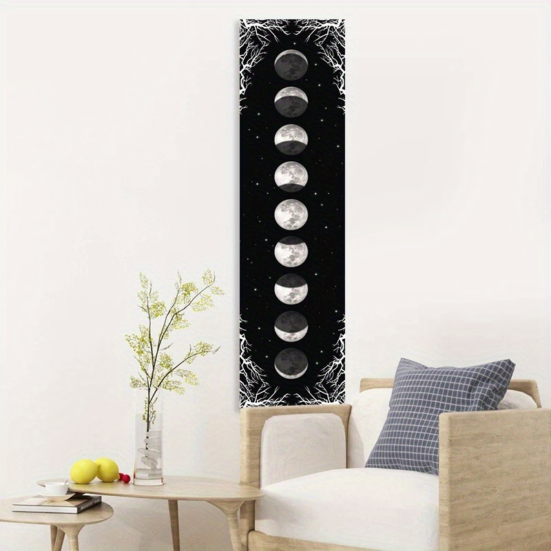 1pc Moon Phase Tapestry Black And White Starry Sky Wall Hanging Moon Throw Blanket Home Decor Wall Hanging Bohemian Wall Cloth Mural_voghion.com