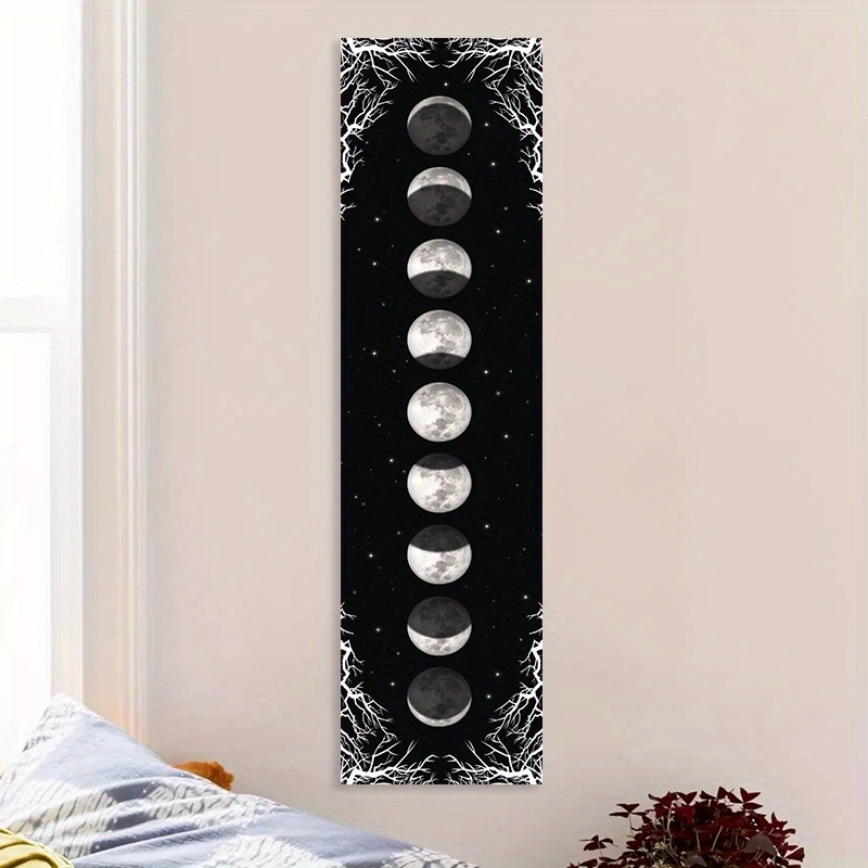 1pc Moon Phase Tapestry Black And White Starry Sky Wall Hanging Moon Throw Blanket Home Decor Wall Hanging Bohemian Wall Cloth Mural_voghion.com