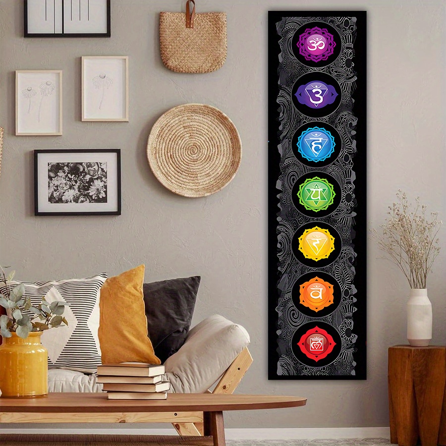 1pc Chakra Meditation Yoga Mandala Tapestry Wall Hanging Number 3 Design Bohemian Home Decor Vertical Polyester Art Tapestry For Living Room Bedroom_voghion.com