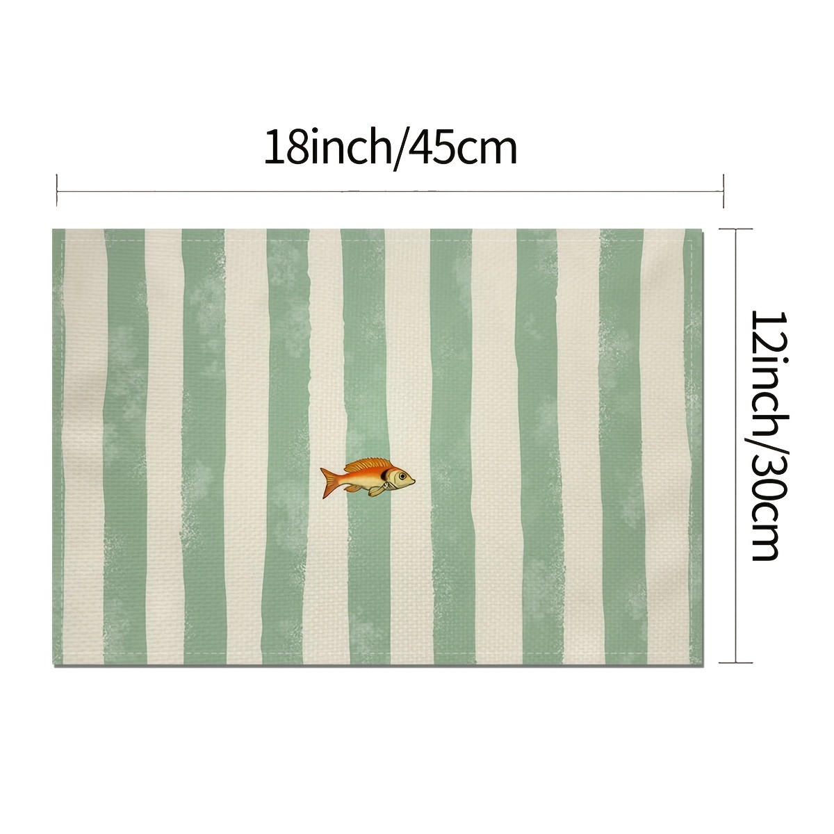 4 Tischsets mit Plattfischmotiven und Streifenmuster, ideal zur Tischdekoration. Diese dicken Sets schützen den Tisch._voghion.com