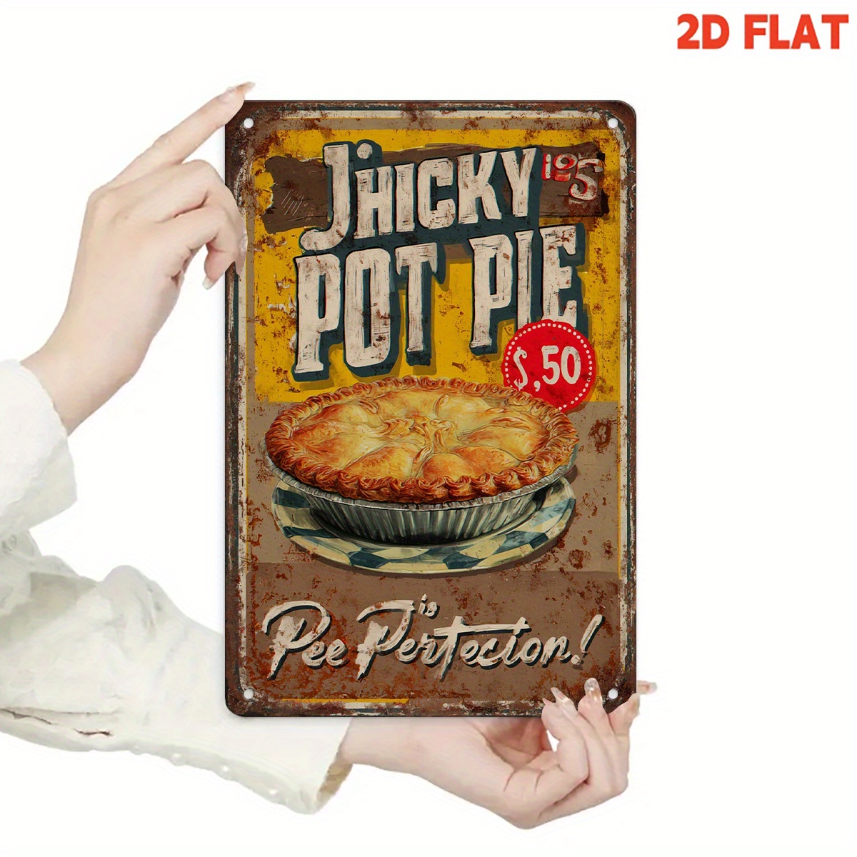 Vintage Pot Pie Tin Sign Retro Bakery Cafe Wall Art Metal Plaque