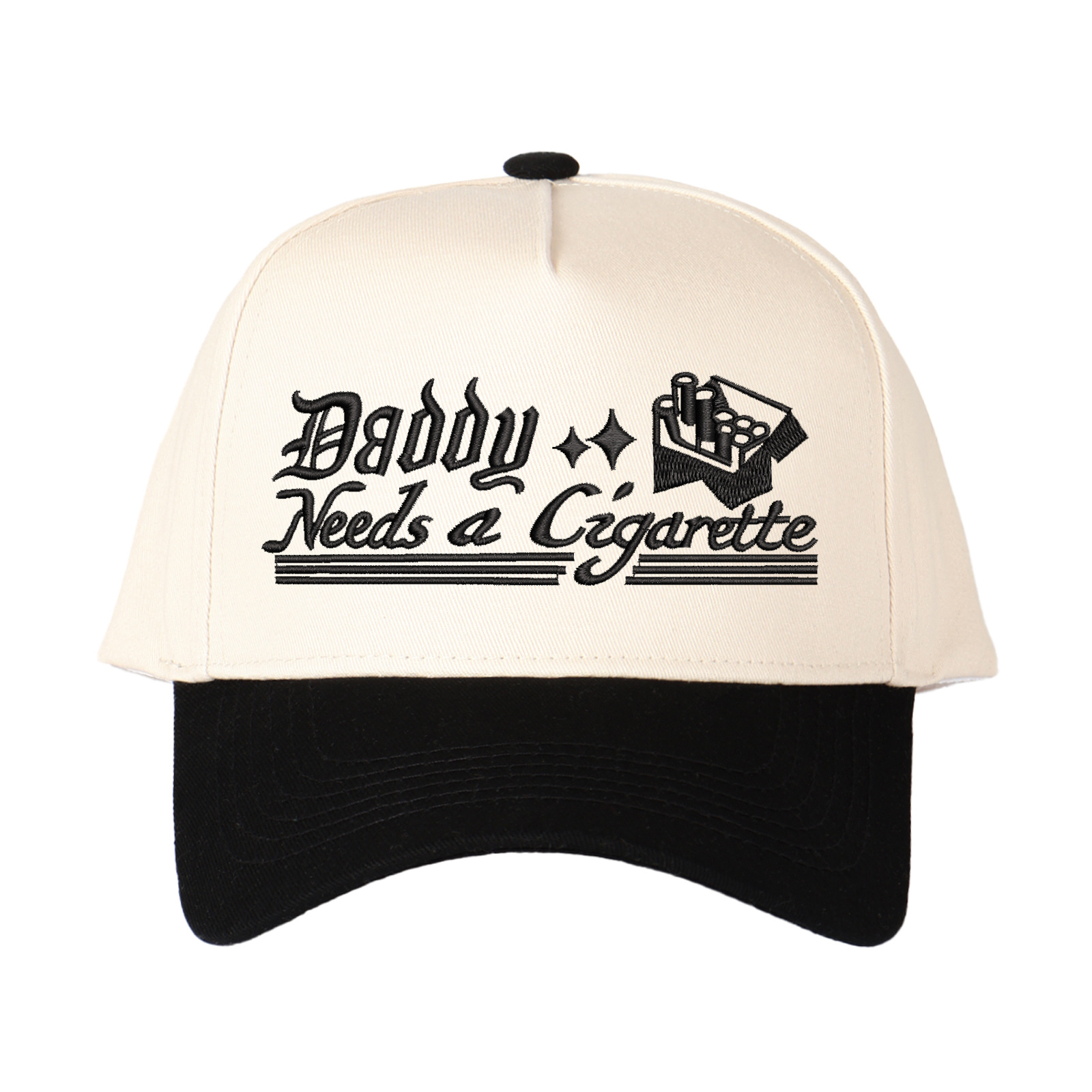 Daddy Needs A Cigarette Embroidered Trucker Hat product details