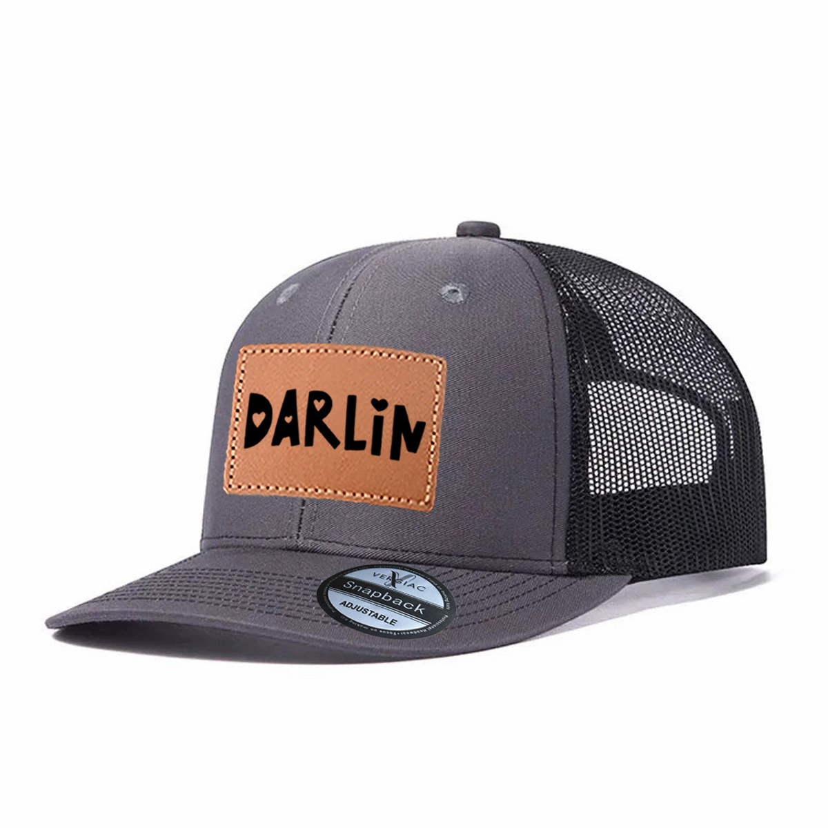 Darlin Leather Patch Trucker Hat product details