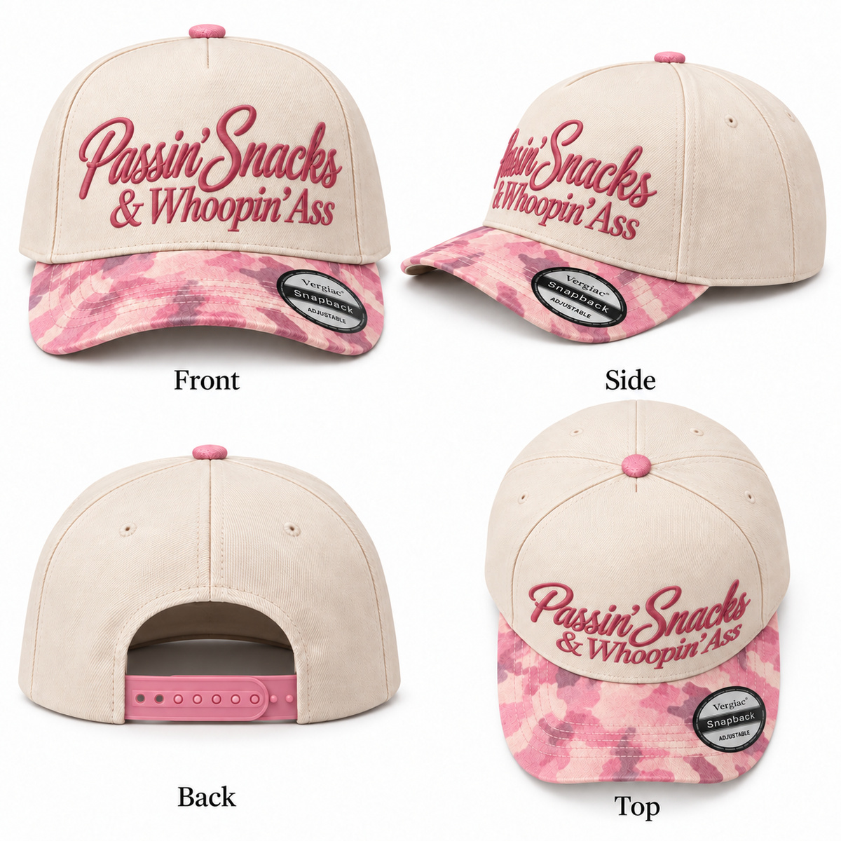 Passin Snacks & Whoopin Ass Novelty 5-Panel Trucker Hat product details