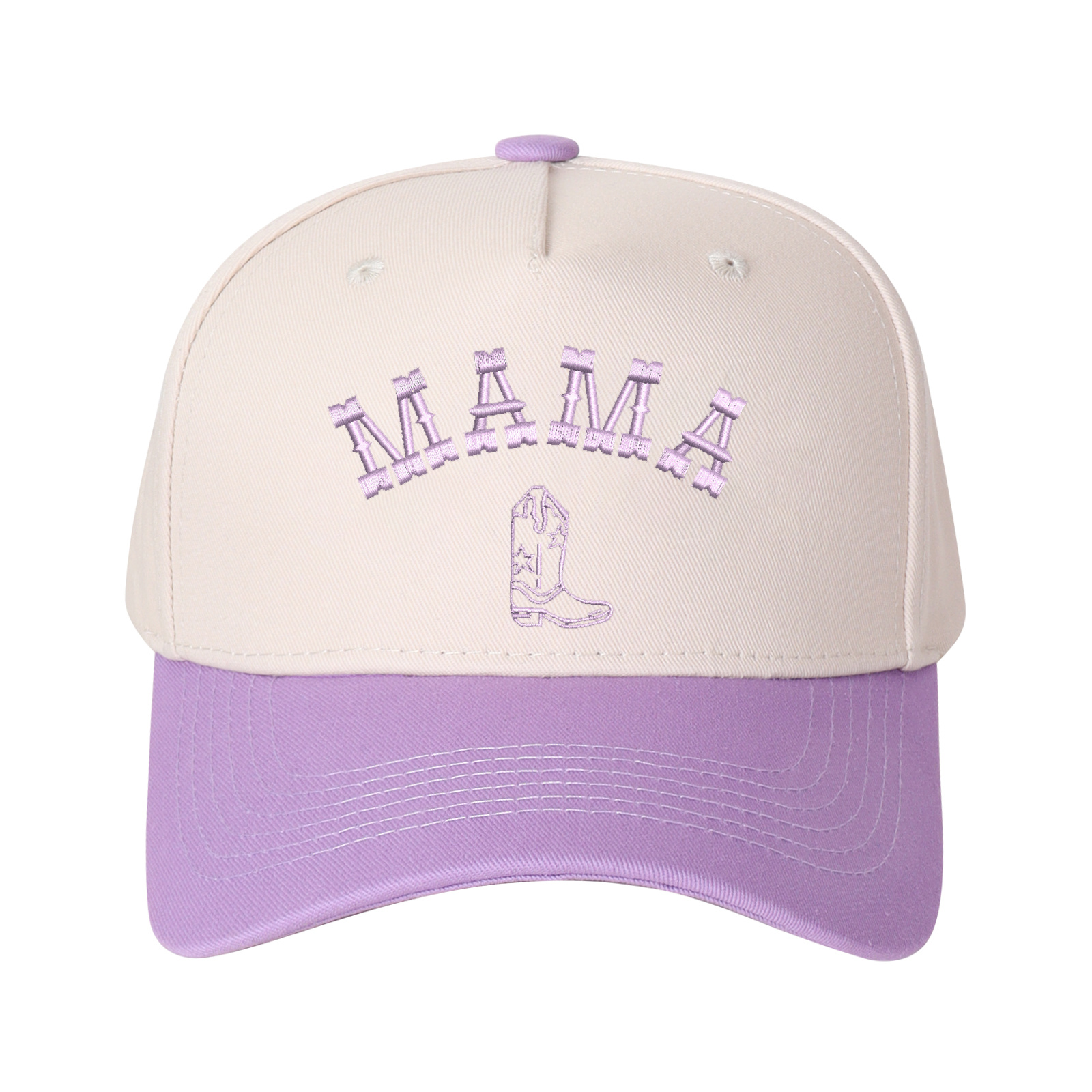 Mama And Boot Pattern Embroidered Trucker Hat product details