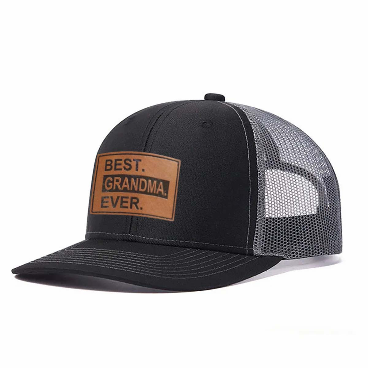 Best.grandma.ever. Leather Patch Trucker Hat product details