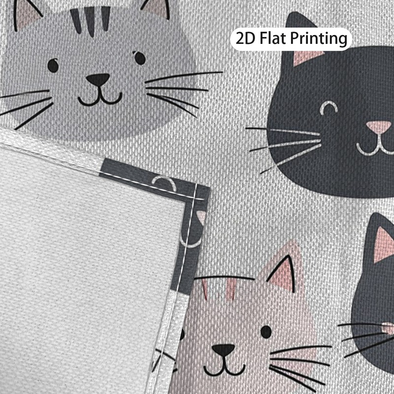 Set van 4 speelse placemats met kattengezichtjes en kattenprint. Een vrolijke, opvallende print, 30 x 45 cm (12 x 18 inch)._voghion.com