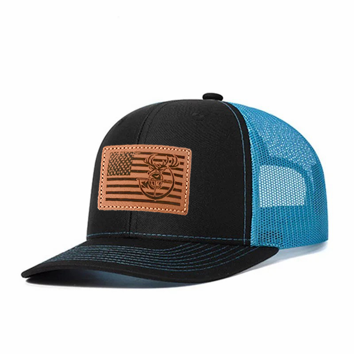 Antler And Bow Leather Patch Trucker Hat product details