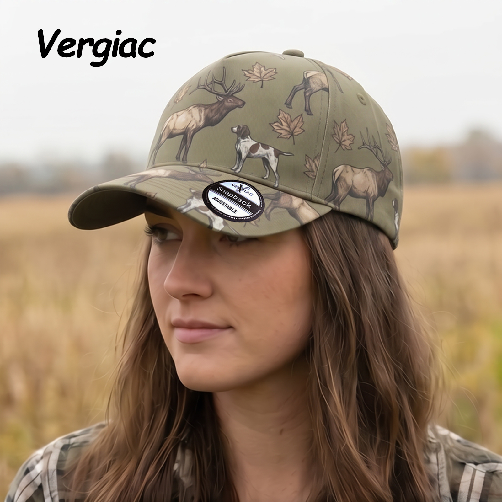 Hunting Elk And Dog Camouflage All-over Print Cotton Trucker Hat product details