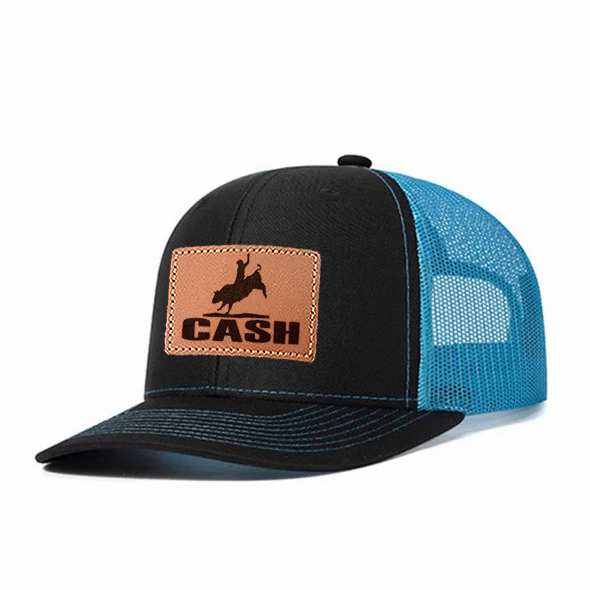 Rodeo Cash Leather Patch Trucker Hat product details