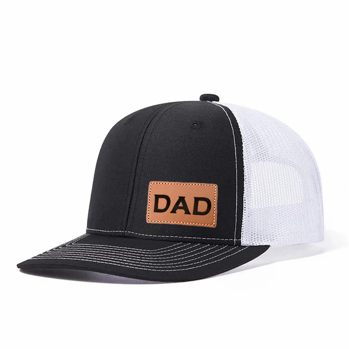 Dad Leather Patch Trucker Hat product details