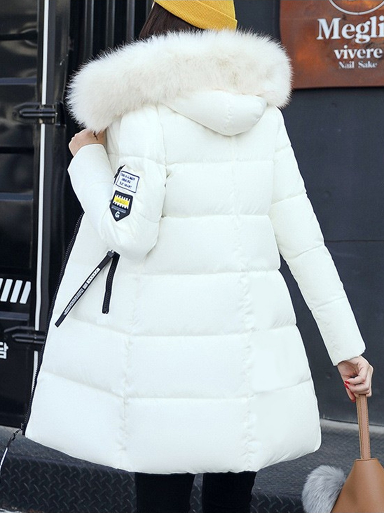 Autumn Winter 2025 Women'S K-Fashion Minimalism Zipper Fauxcollar Solid Color Sleeve Hooded Casual Long Coats One Size_voghion.com