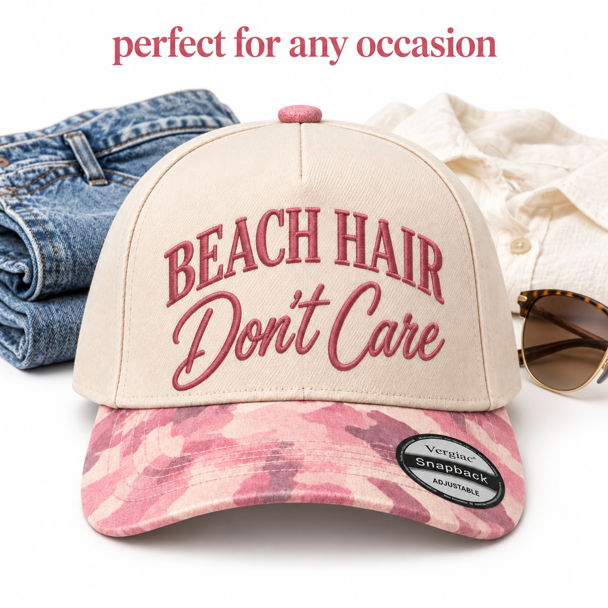 Beach Hair Dont Care Beach-themed 5-Panel Trucker Hat product details