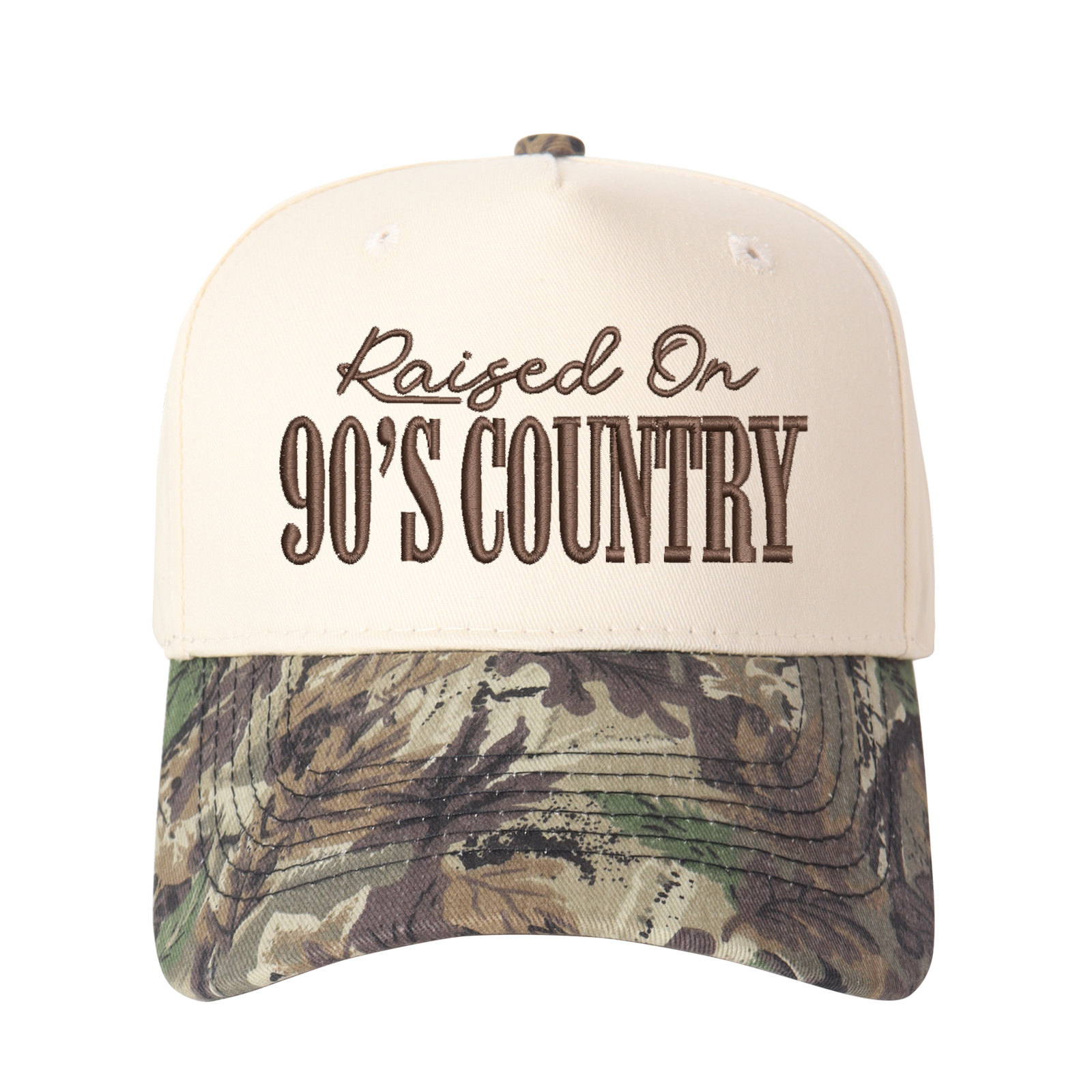Raised On 90's Country Embroidered Trucker Hat product details