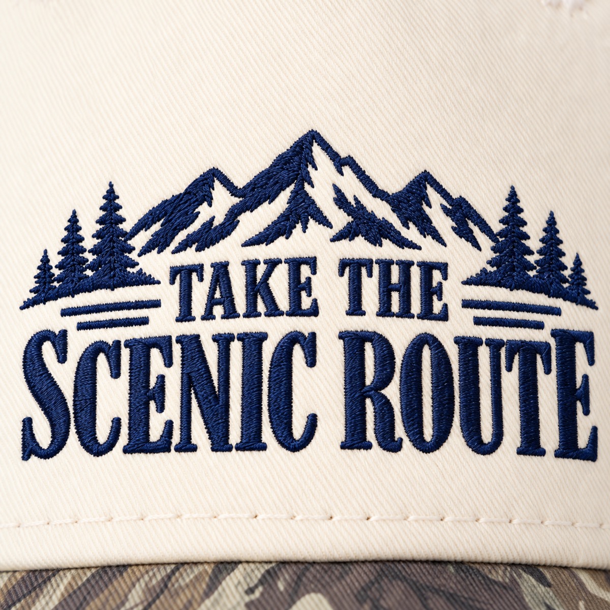 Take The Scenic Route 5-Panel Trucker Hat product details