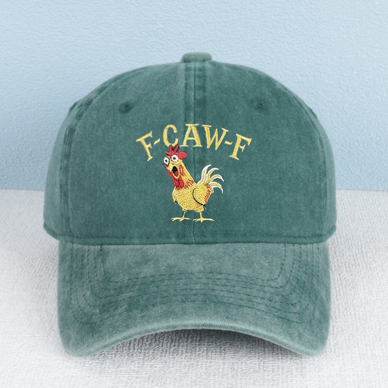 Funny F-caw-f Rooster Embroidered Vintage Hat product details