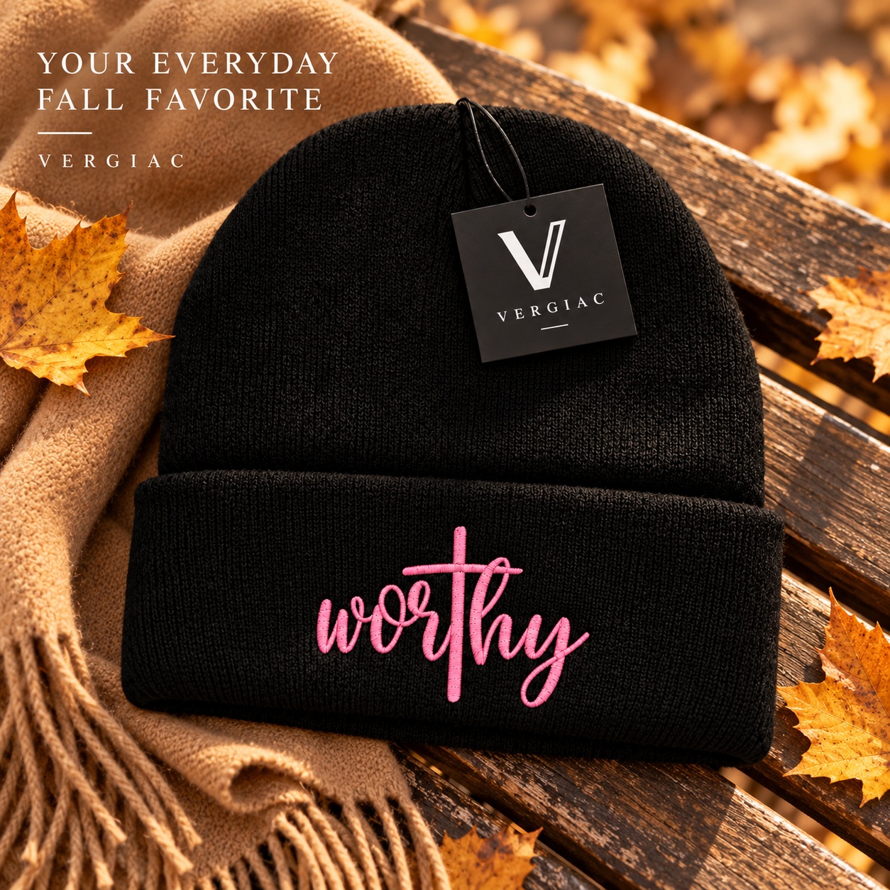 Worthy Embroidered Knit Beanie product details