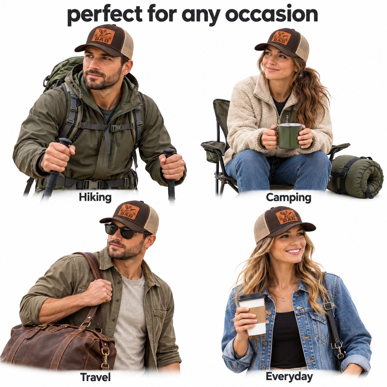 Duck Hunting Dad Leather Patch Trucker Hat product details