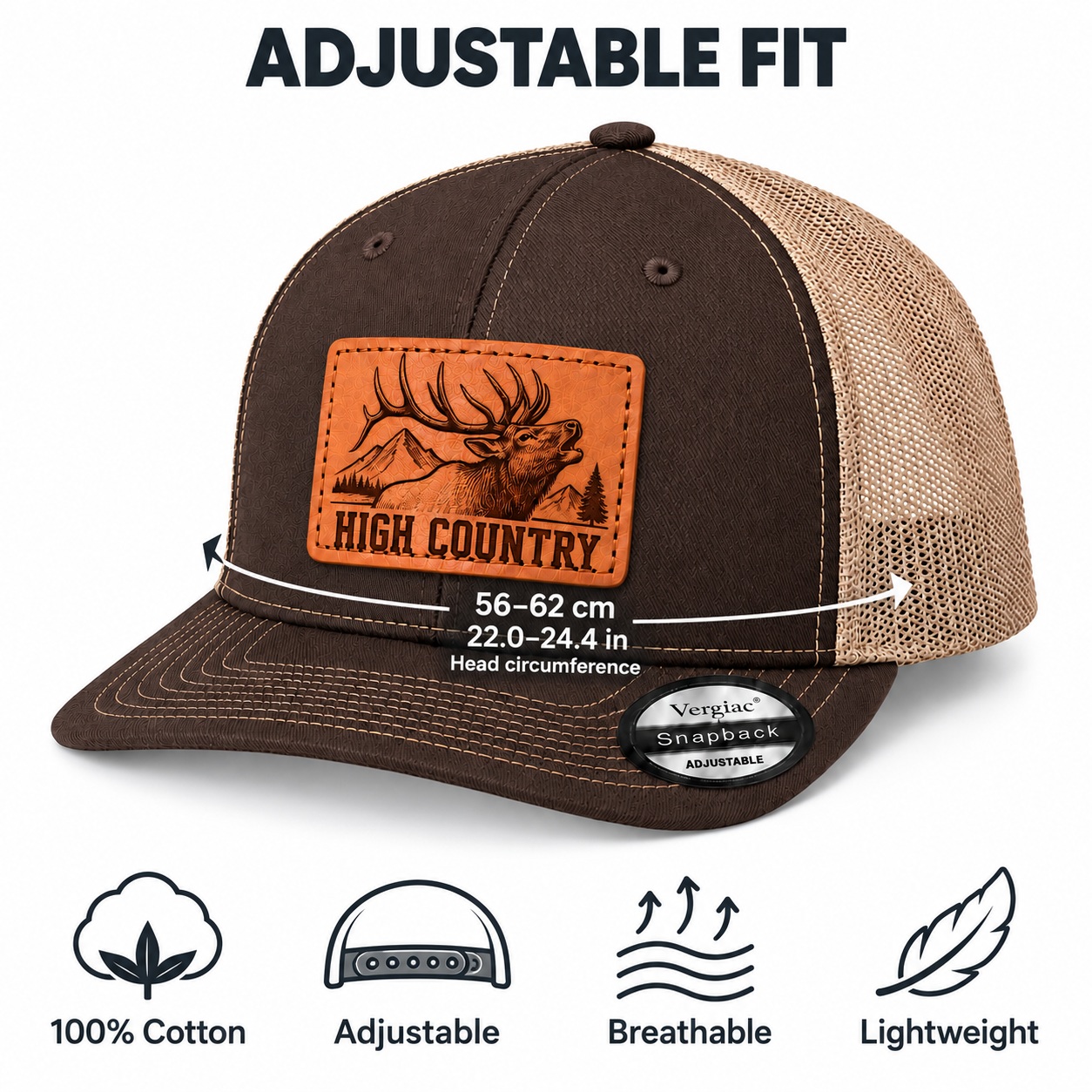 High Country Leather Patch Trucker Hat product details