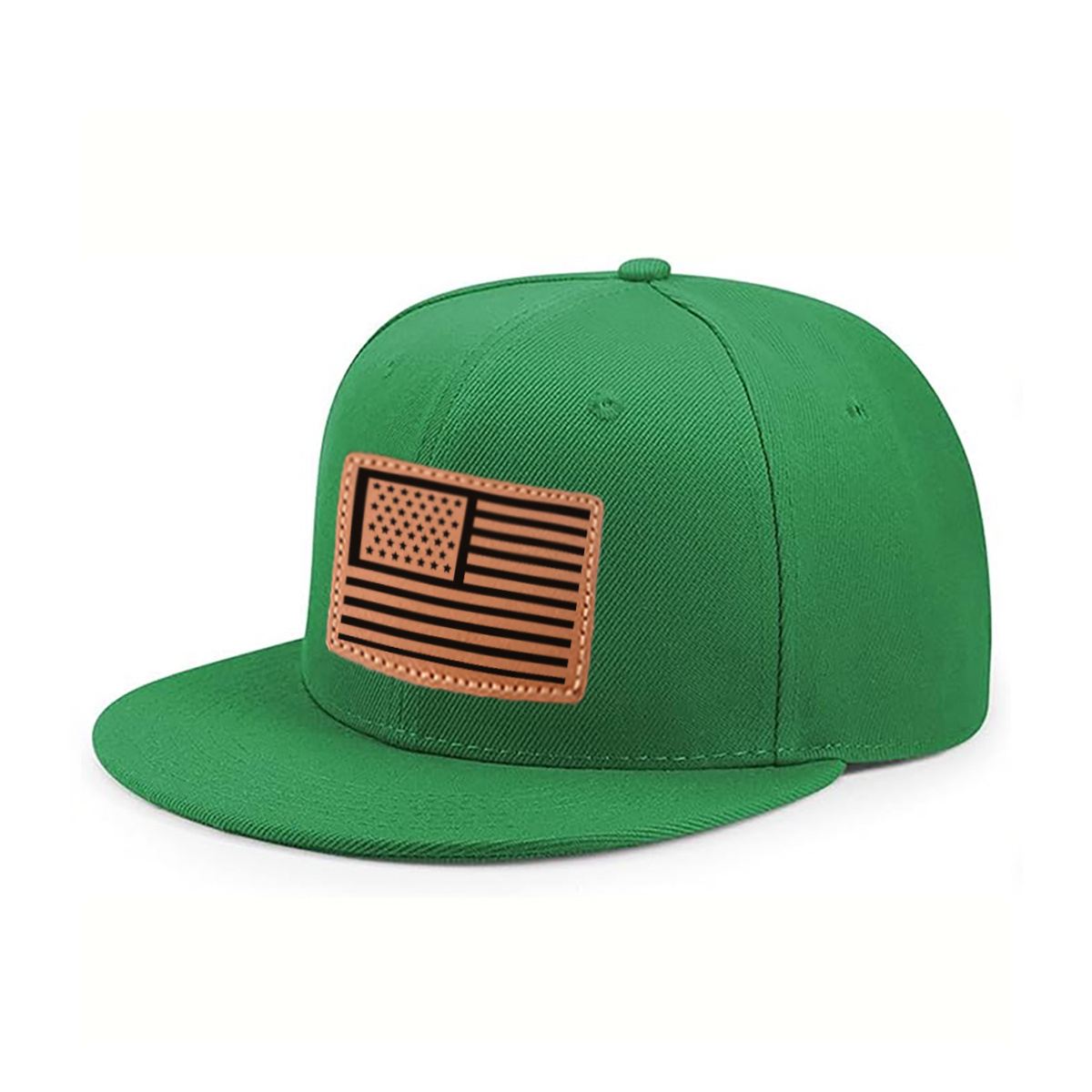 American Flag Leather Patch Trucker Hat product details