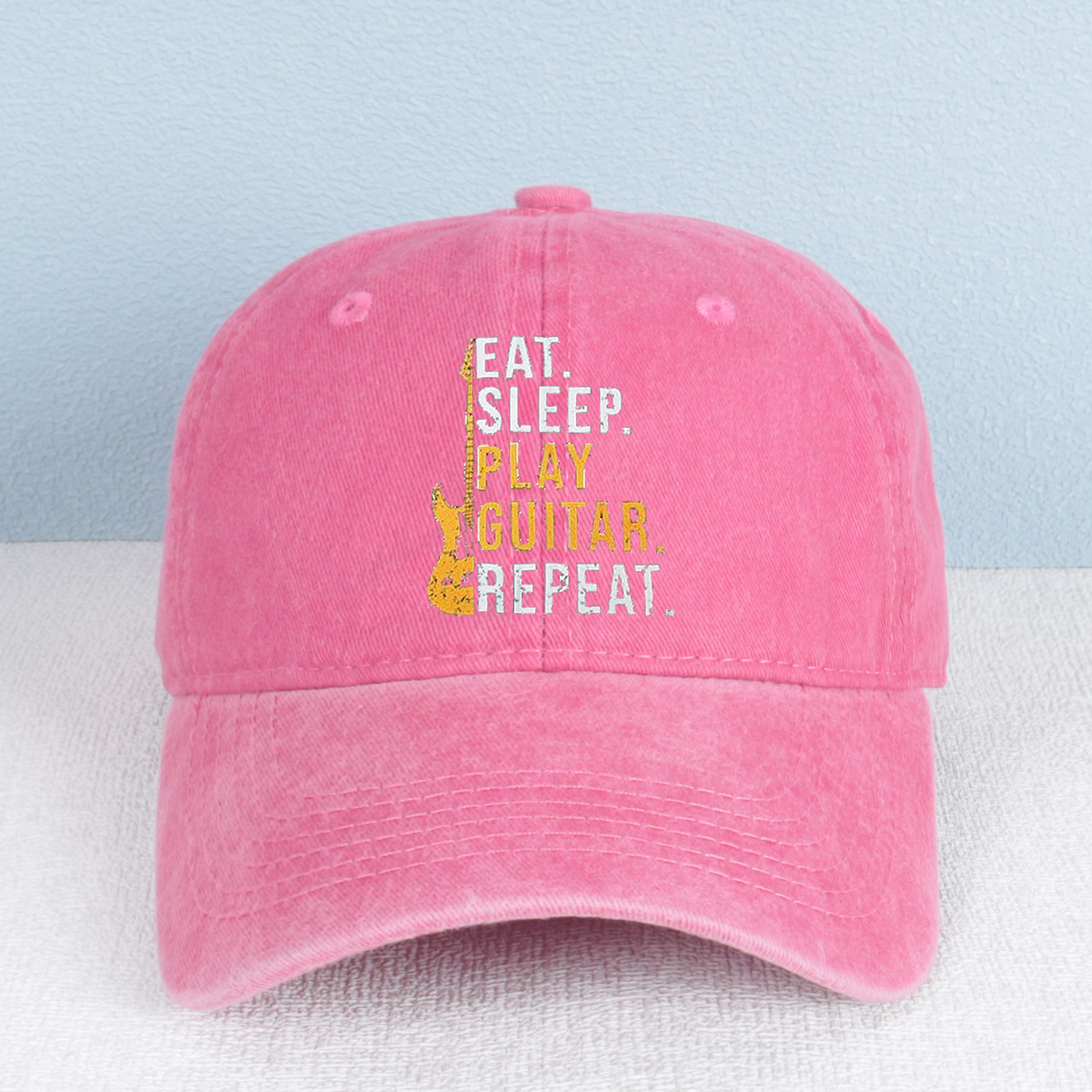 Eat. Sleep. Play Guitar. Repeat. Washed Baseball Cap product details