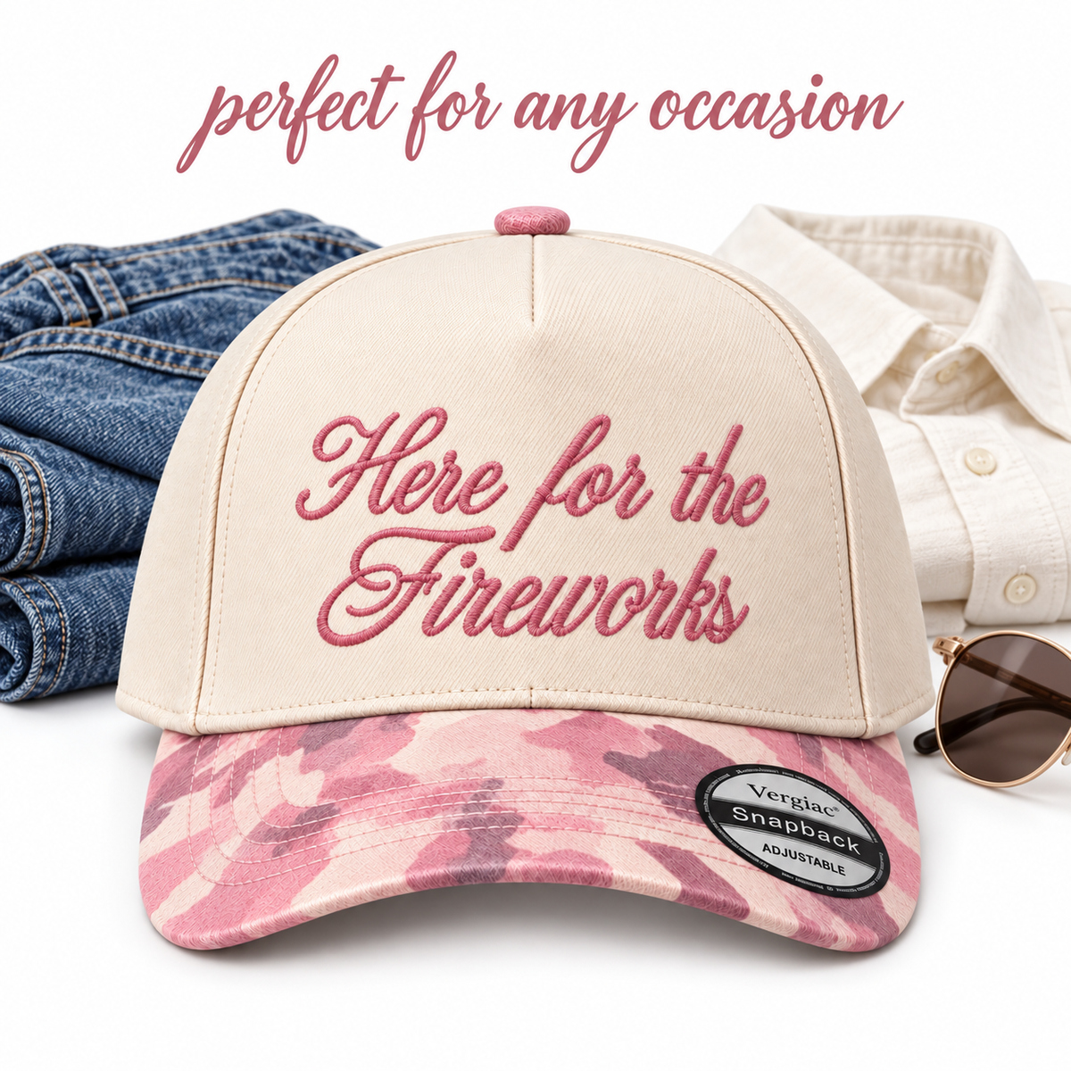 Here For The Fireworks 5-Panel Trucker Hat product details