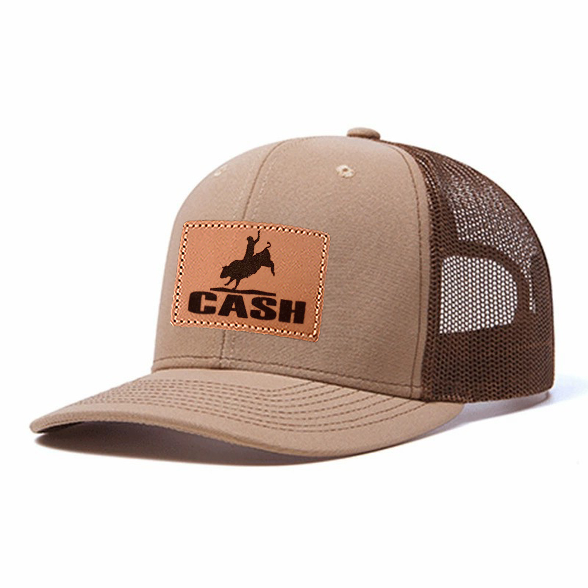 Rodeo Cash Leather Patch Trucker Hat product details