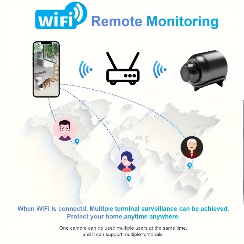 Caméra de sécurité Wi-Fi sans fil avec vidéo HD, mise au point automatique, détection de mouvement, pour la surveillance à domicile, alimentation USB, visualisation à distance 144_voghion.com