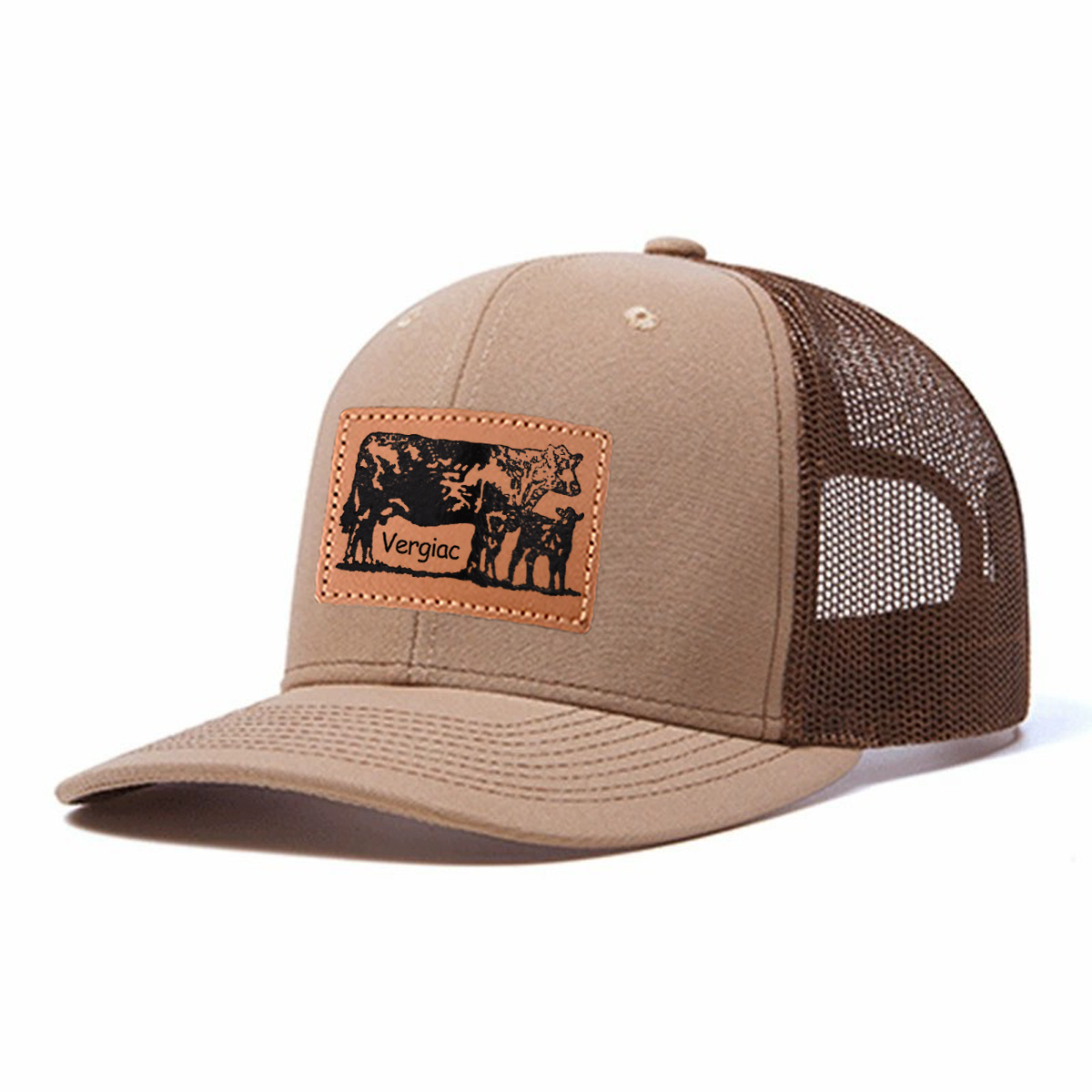 Cow Leather Patch Trucker Hat product details