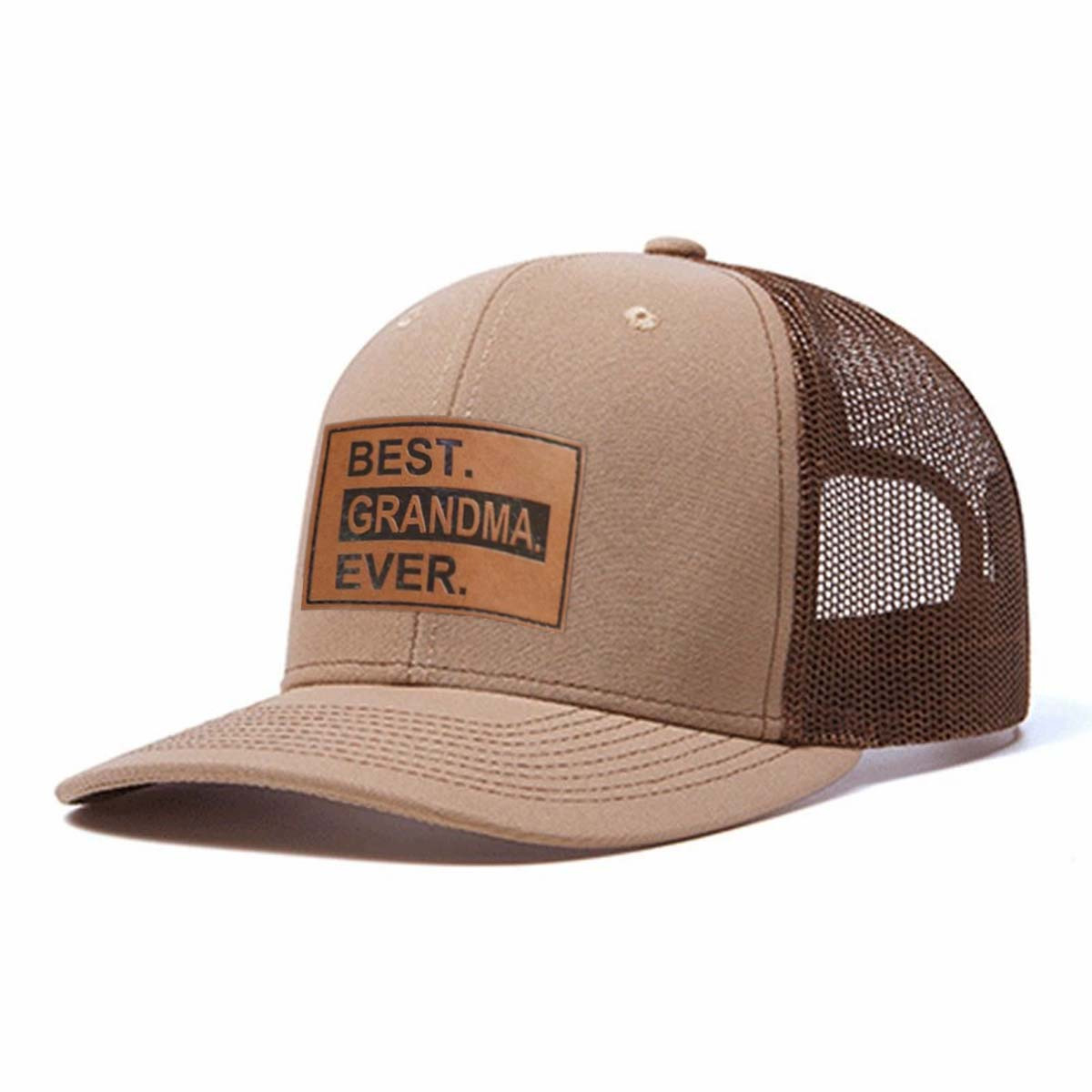Best.grandma.ever. Leather Patch Trucker Hat product details