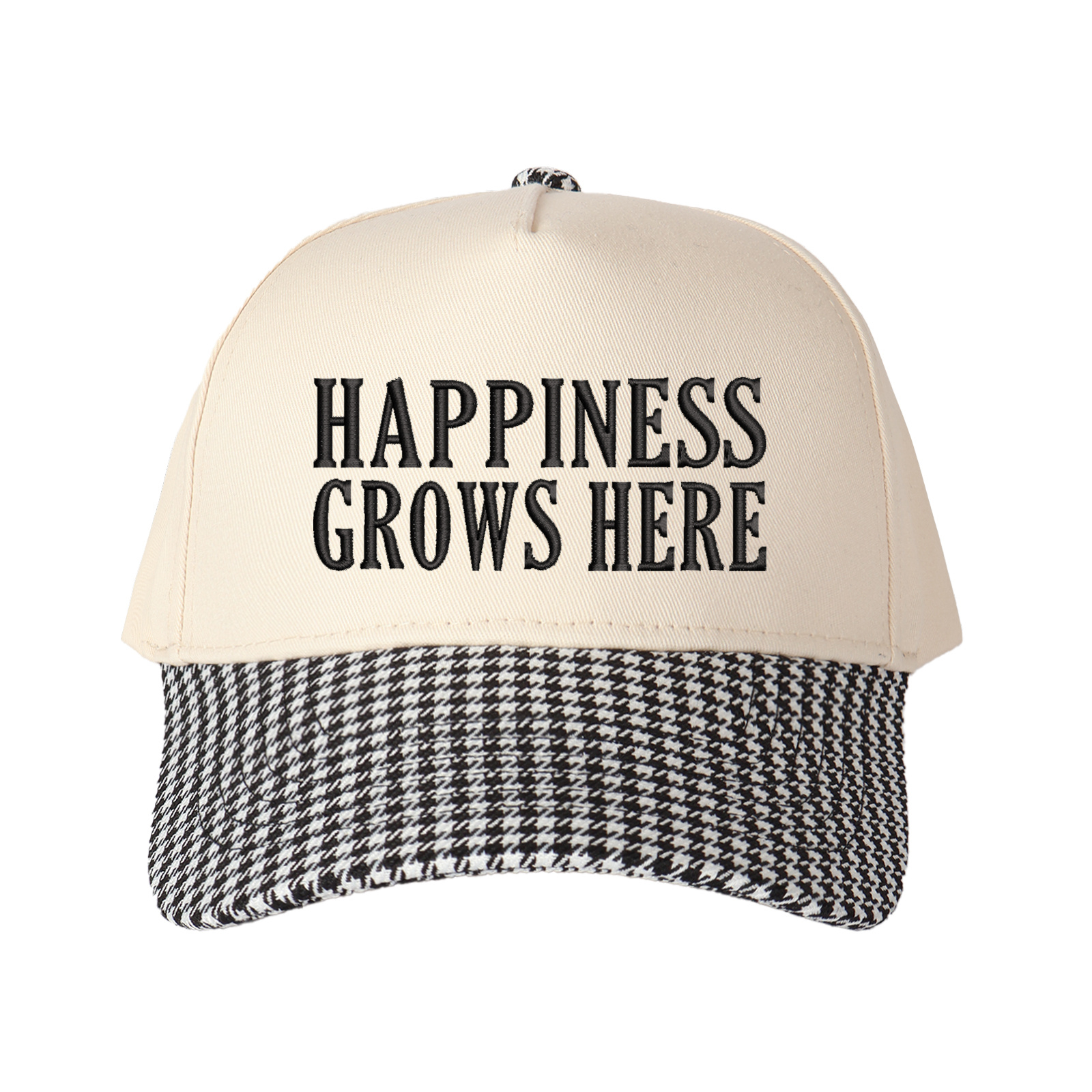 Happiness Grows Here Embroidered Trucker Hat product details