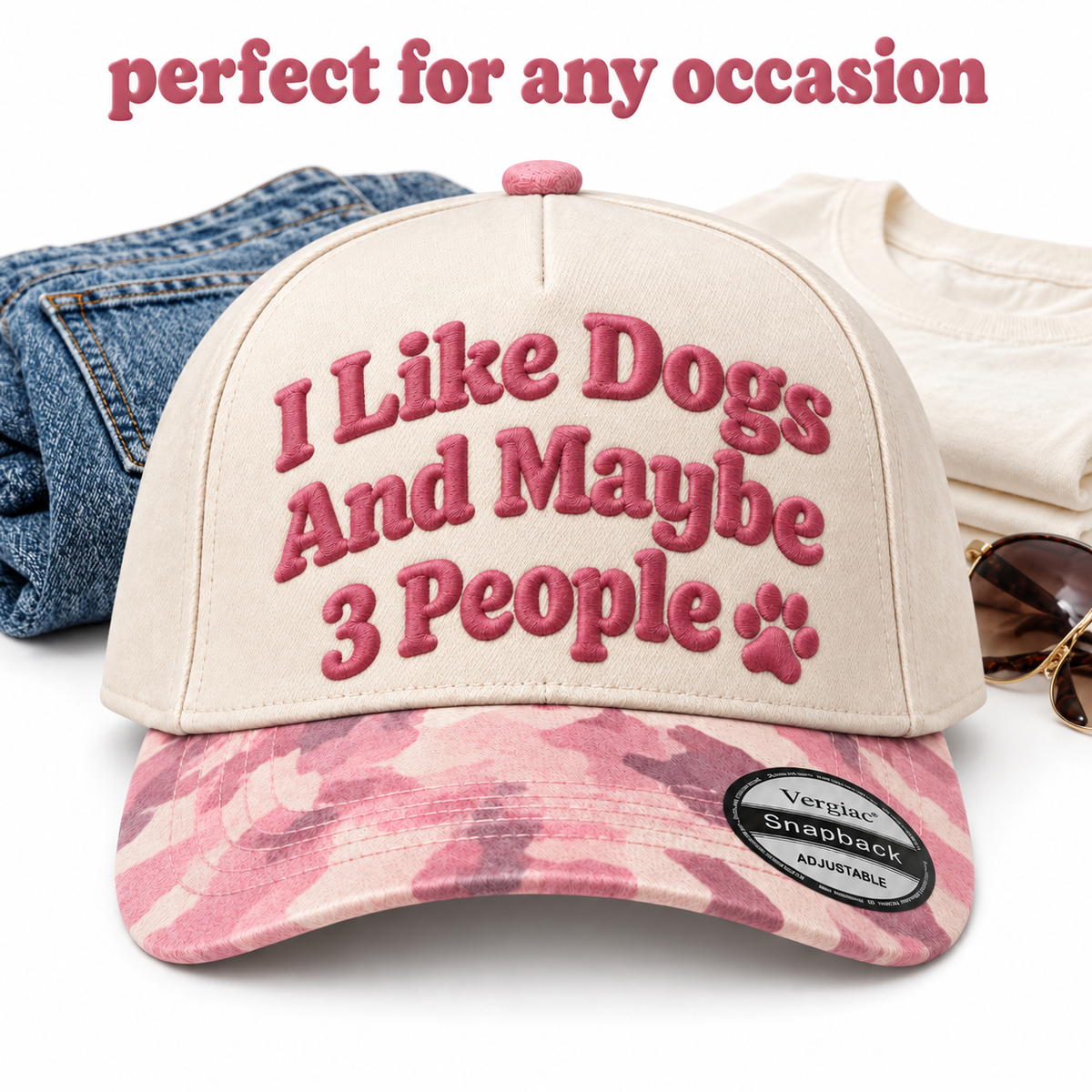 I Like Dogs and Maybe 3 People 5-Panel Trucker Hat product details