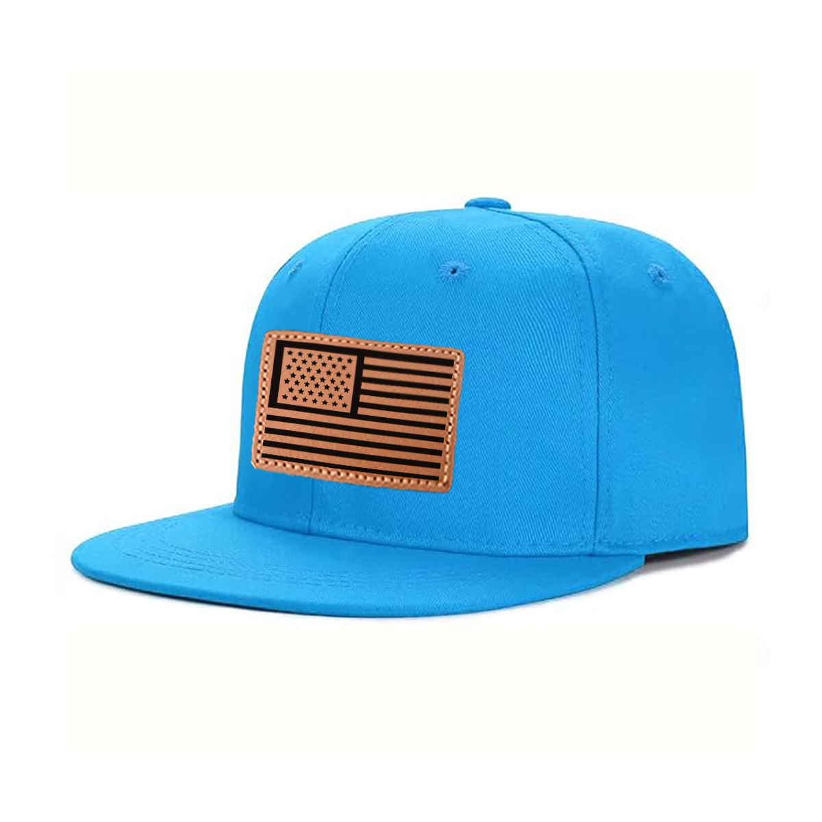 American Flag Leather Patch Trucker Hat product details